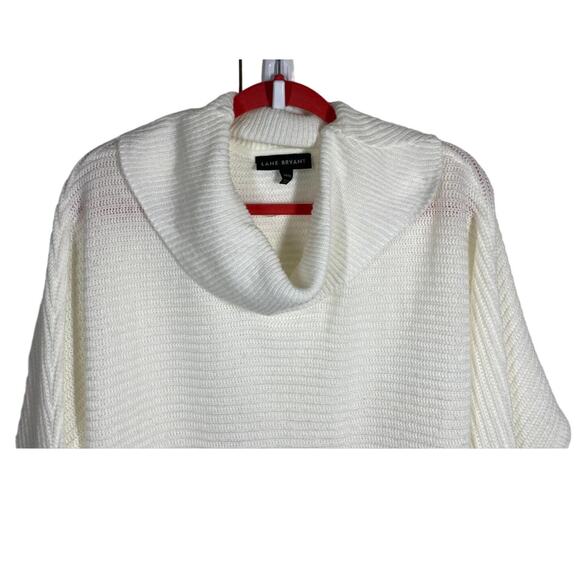 Lane Bryant White Cowl Neck Relaxed Fit Fringe Sweater Size 14/16 - Picture 2 of 9